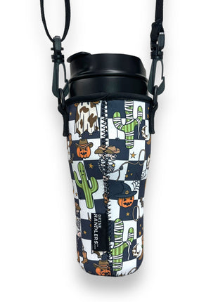 Halloween Checkers 25-35oz Tumbler With Handle Sleeve