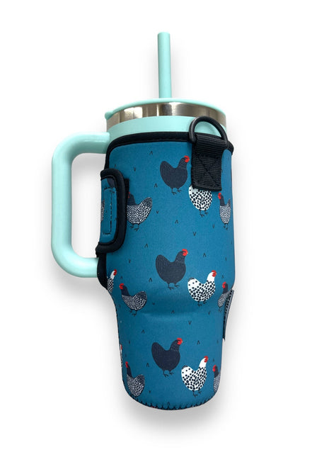 Chickens 25-35oz Tumbler With Handle Sleeve