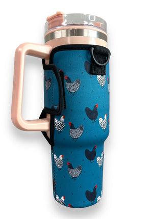 Chickens 40oz Tumbler With Handle Sleeve
