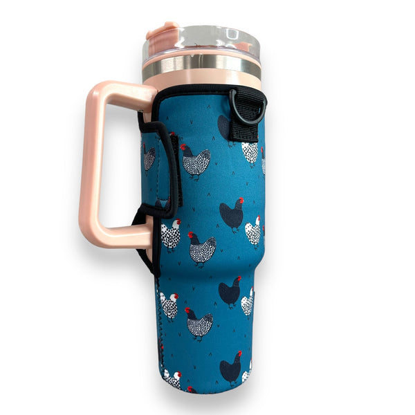 Chickens 40oz Tumbler With Handle Sleeve