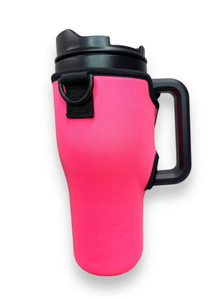 Neon Pink 25-35oz Tumbler With Handle Sleeve
