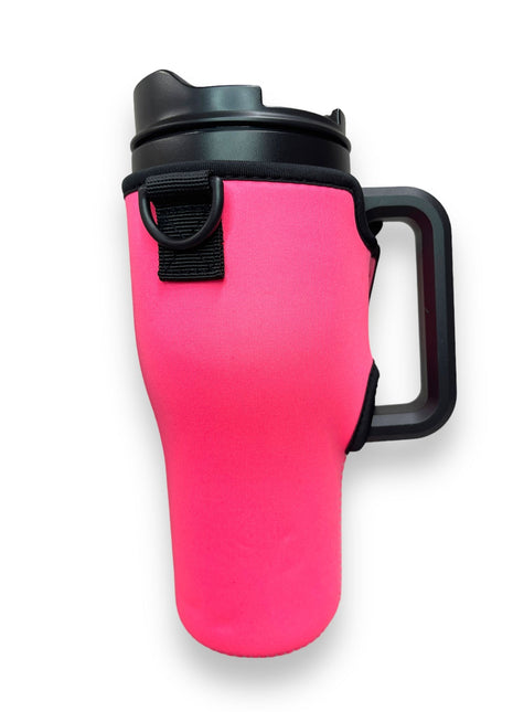 Neon Pink 25-35oz Tumbler With Handle Sleeve
