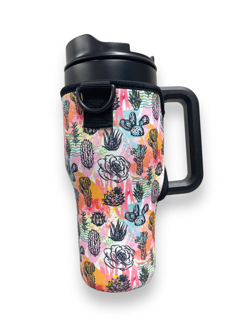 Summer Cactus 25-35oz Tumbler With Handle Sleeve