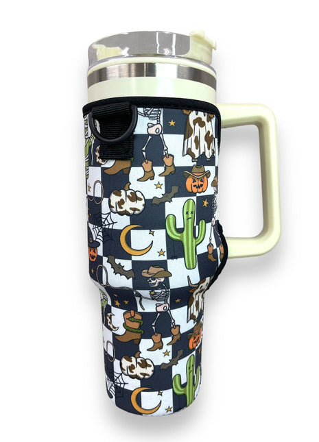 Halloween Checkers 40oz Tumbler With Handle Sleeve