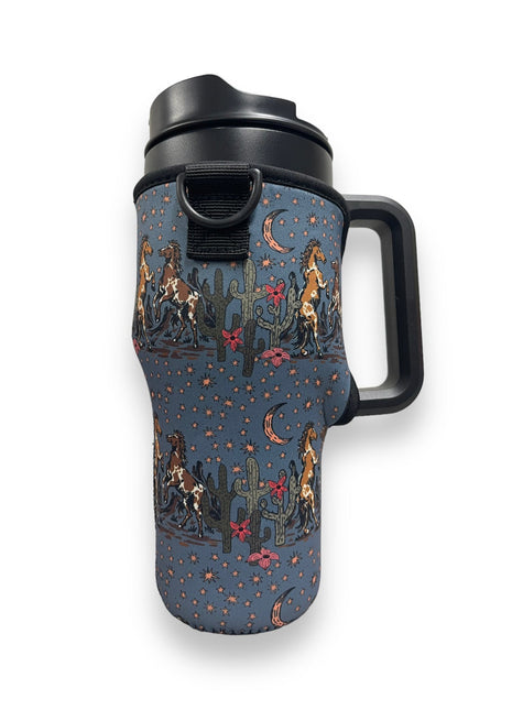 Wild Horses 25-35oz Tumbler With Handle Sleeve