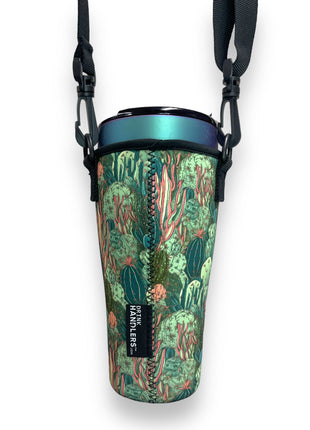 Coral Cactus 25-35oz Tumbler With Handle Sleeve