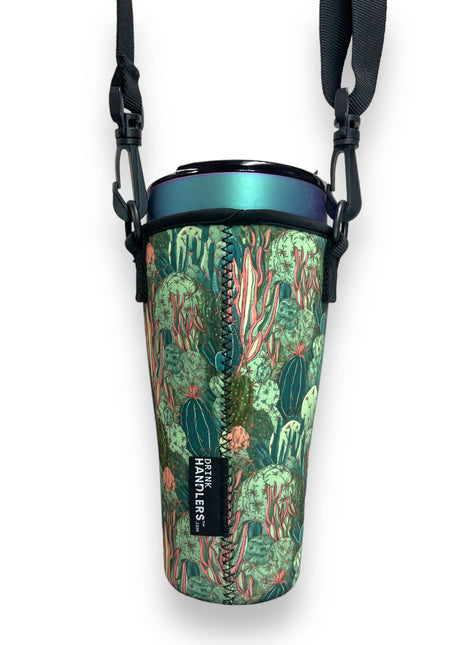 Coral Cactus 25-35oz Tumbler With Handle Sleeve