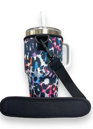 Watercolor Leopard 25-35oz Tumbler With Handle Sleeve