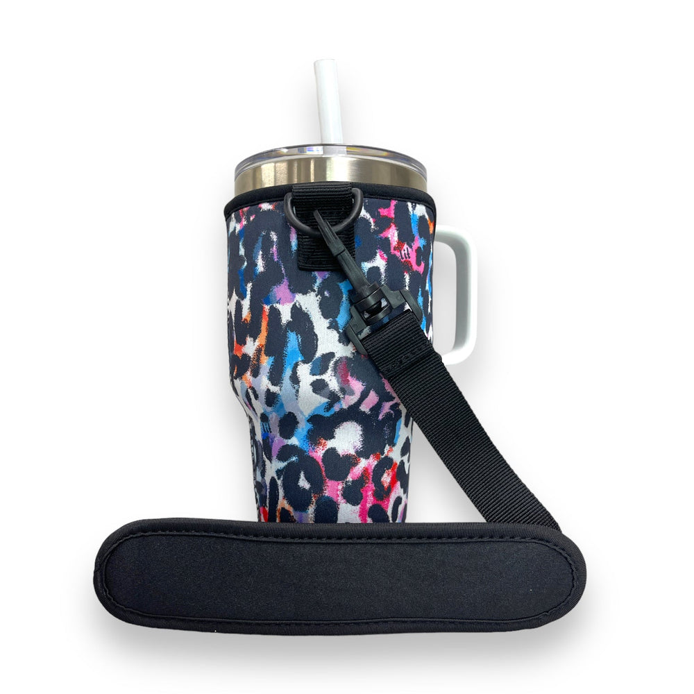 Watercolor Leopard 25-35oz Tumbler With Handle Sleeve