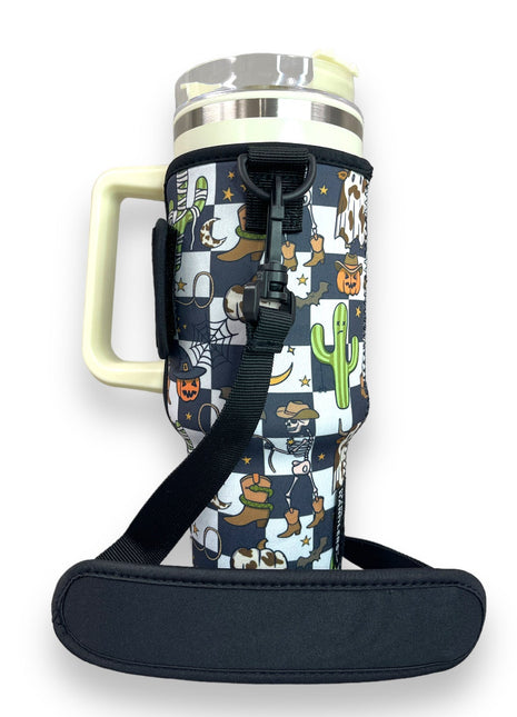 Halloween Checkers 40oz Tumbler With Handle Sleeve