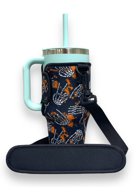 Skeleton Hands 25-35oz Tumbler With Handle Sleeve