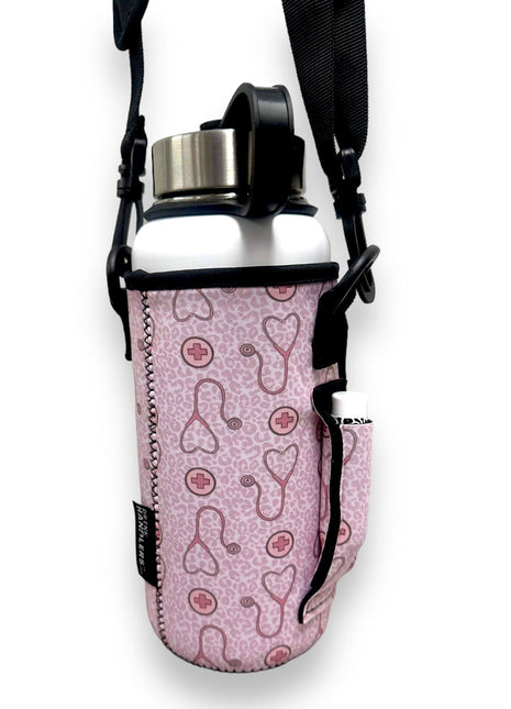 Nurse Leopard 30-40oz Tumbler Handler™  With Carrying Strap