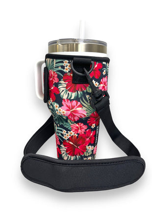 Hibiscus 25-35oz Tumbler With Handle Sleeve