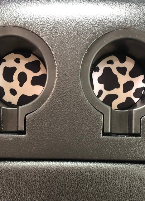 Black and White Cow Print Neoprene Car Coasters