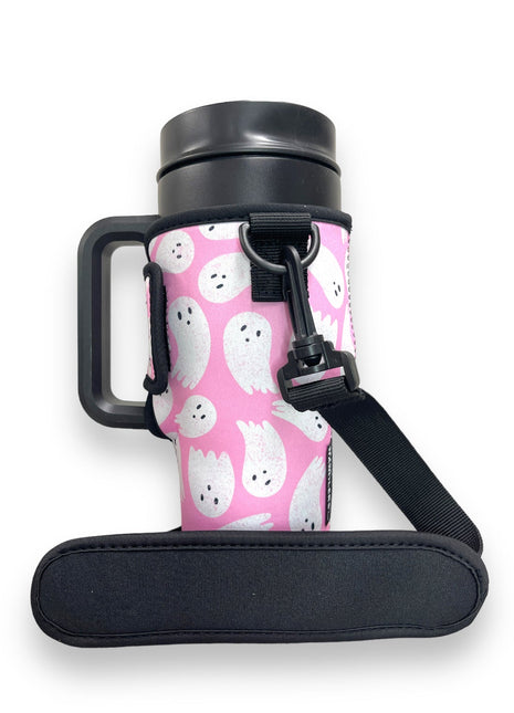 Pink Ghost 25-35oz Tumbler With Handle Sleeve