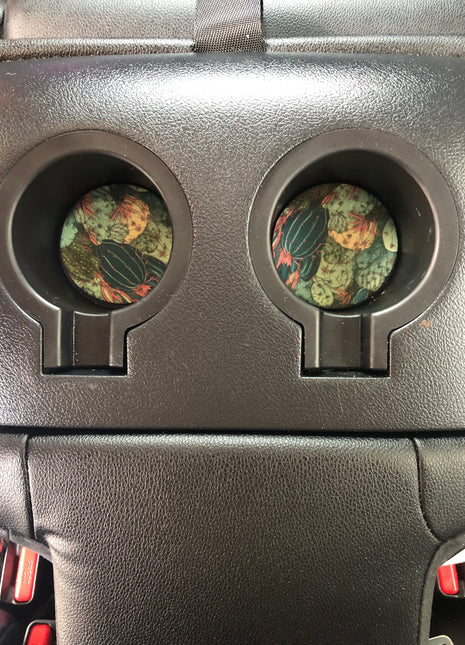 Coral Cactus Neoprene Car Coasters