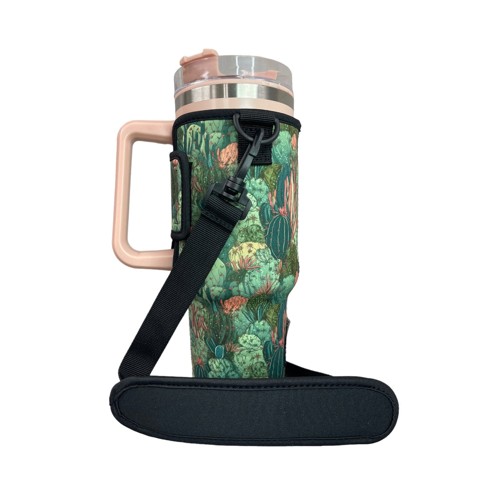 Coral Cactus 40oz Tumbler With Handle Sleeve