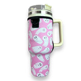 Pink Ghost 40oz Tumbler With Handle Sleeve