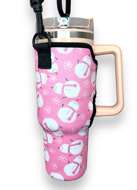 Snowman 40oz Tumbler With Handle Sleeve