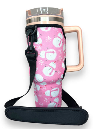 Snowman 40oz Tumbler With Handle Sleeve