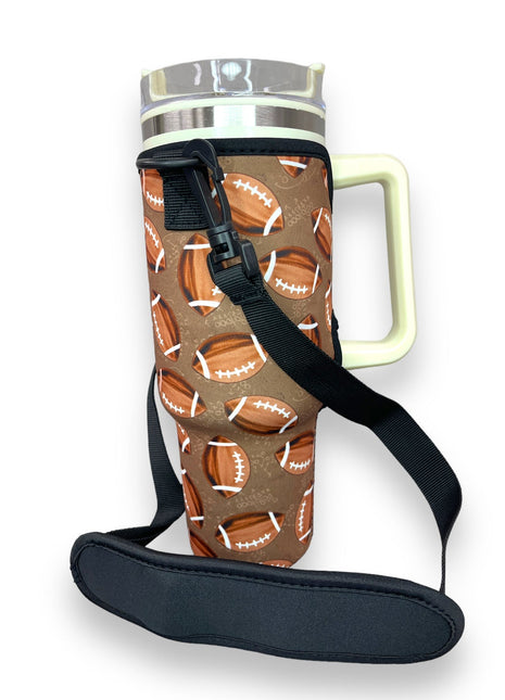Football 40oz Tumbler With Handle Sleeve