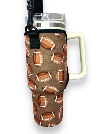 Football 40oz Tumbler With Handle Sleeve