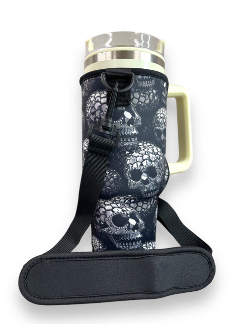 Diamond Skulls 40oz Tumbler With Handle Sleeve