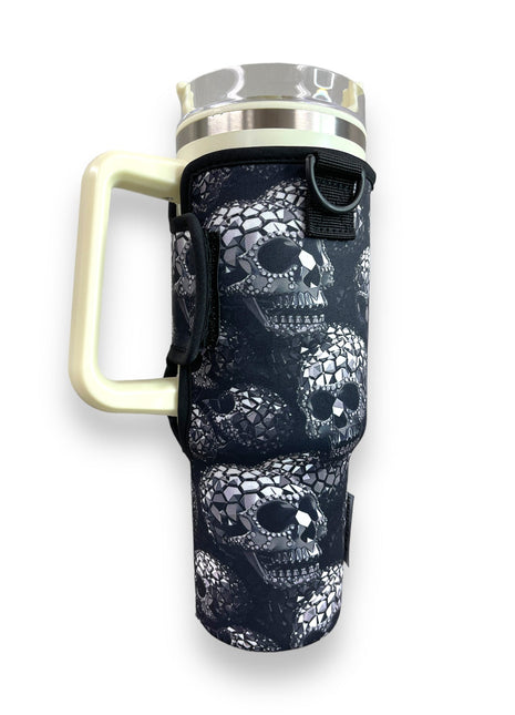 Diamond Skulls 40oz Tumbler With Handle Sleeve
