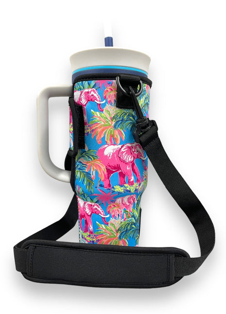 Preppy Elephant 40oz Tumbler With Handle Sleeve