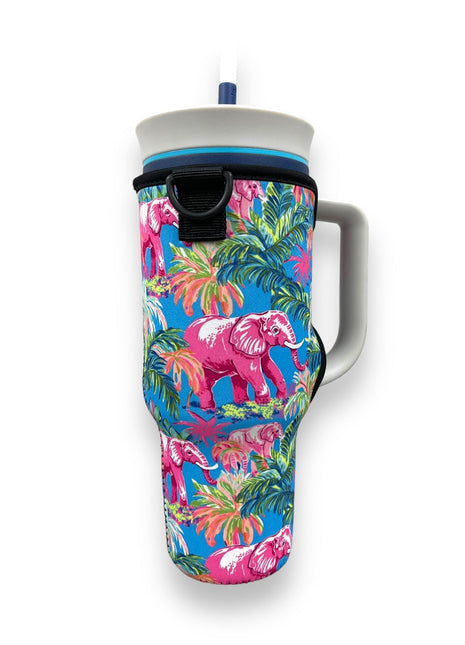 Preppy Elephant 40oz Tumbler With Handle Sleeve