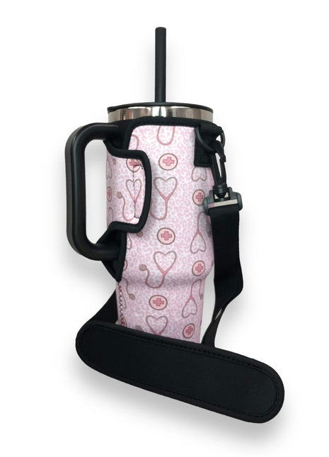 Nurse Leopard 40oz Tumbler With Handle Sleeve