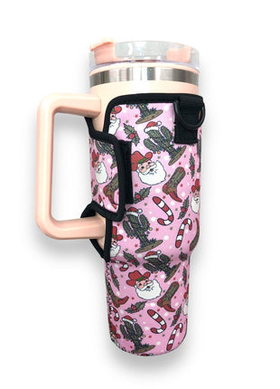 Cowboy Santa 40oz Tumbler With Handle Sleeve