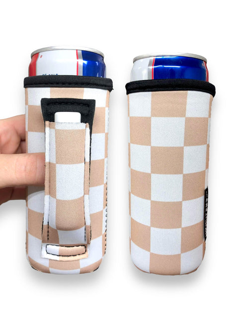 Tan Checkerboard 12oz Slim Can Handler™