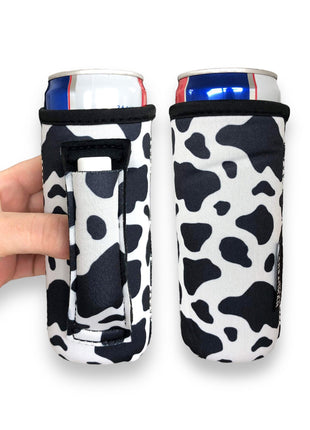 Black & White Cow Print 12oz Slim Can Handler™