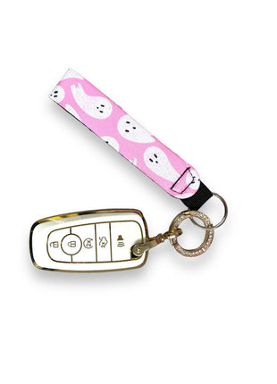 Pink Ghost Wristlet Keychain
