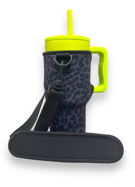 Black Leopard 25-35oz Tumbler With Handle Sleeve