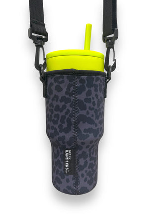 Black Leopard 25-35oz Tumbler With Handle Sleeve