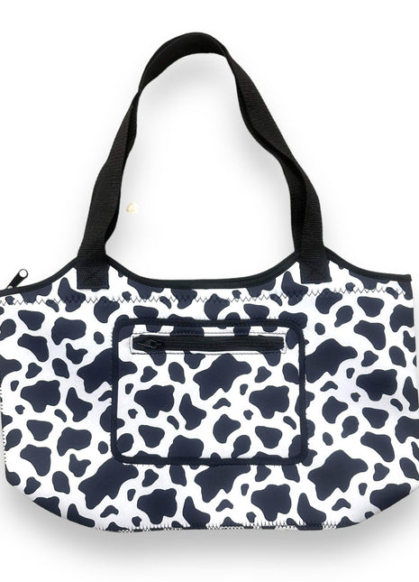 Black and White Cow Print Neoprene Tote