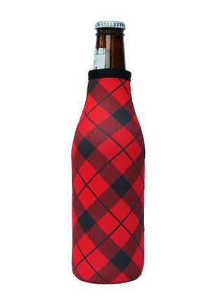 Red Plaid 12oz Bottleneck  Sleeve