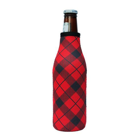 Red Plaid 12oz Bottleneck  Sleeve