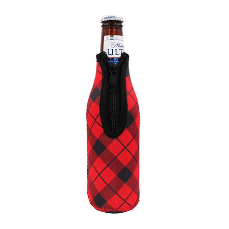 Red Plaid 12oz Bottleneck  Sleeve