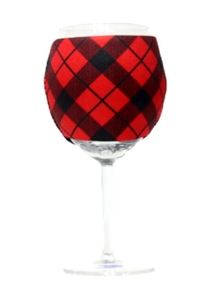 Red Plaid Wine Glass Sleeve