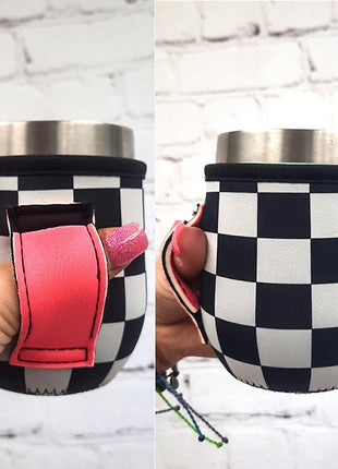 Checkerboard w/ Neon Pink 12oz Wine Tumbler Handler™