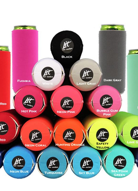 12oz Slim/Skinny Neoprene Collapsible Energy Drink Can Cooler Sleeve