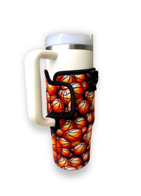 Basketball 25-35oz Tumbler With Handle Sleeve - Drink Handlers