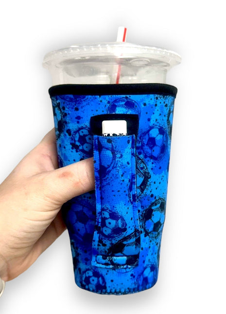Blue Soccer 20oz Large Coffee / Tea / Tumbler Handler™ - Drink Handlers