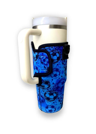 Blue Soccer 25-35oz Tumbler With Handle Sleeve - Drink Handlers