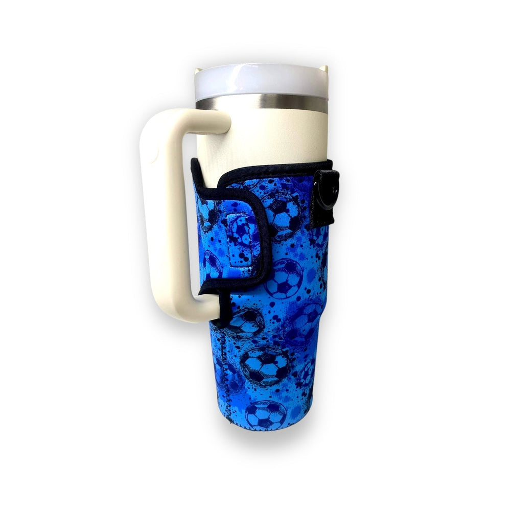 Blue Soccer 25-35oz Tumbler With Handle Sleeve - Drink Handlers