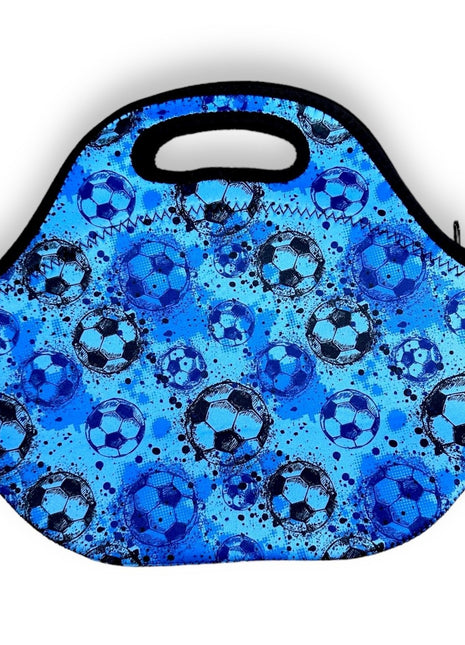 Blue Soccer Lunch Bag Tote - Drink Handlers