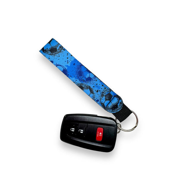 Blue Soccer Wristlet Keychain - Drink Handlers